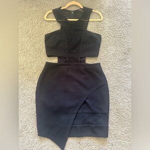 Black Bodycon Mesh Cutout Dress Size Large